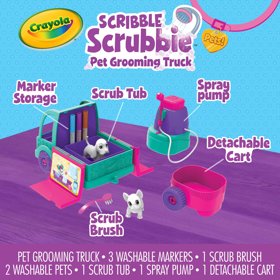 Crayola Scribble Scrubbie Pets Grooming Truck, Toys, Gift for Girls & Boys, Age 3, 4, 5, 6