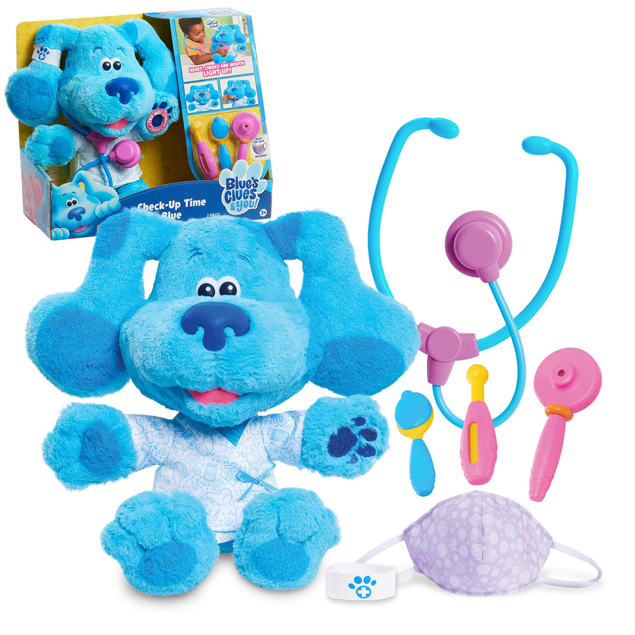 Blue's Clues & You! Check-Up Time Blue Lights and Sounds Interactive 13-Inch Plush, 7-Piece Pretend Play Doctor Set, by Just Play