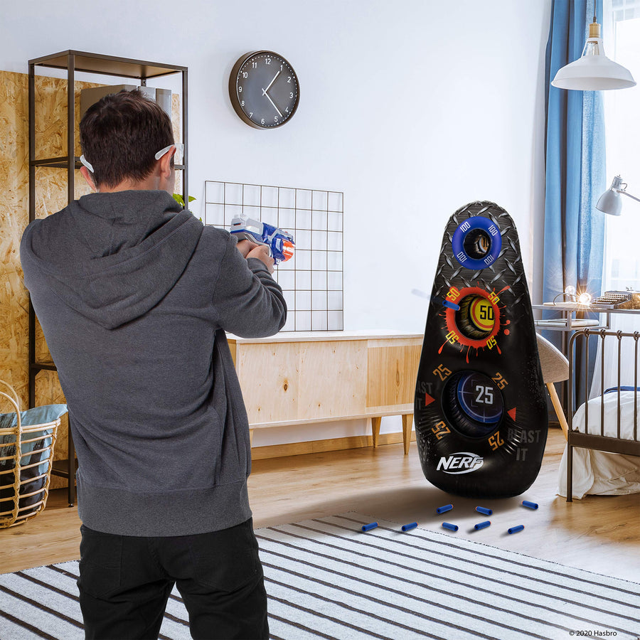 NERF Inflatable Target, 4’ Tall Practice Device – 3 Score Zones, Water Filled Base – Great for Outdoor & Indoor Play