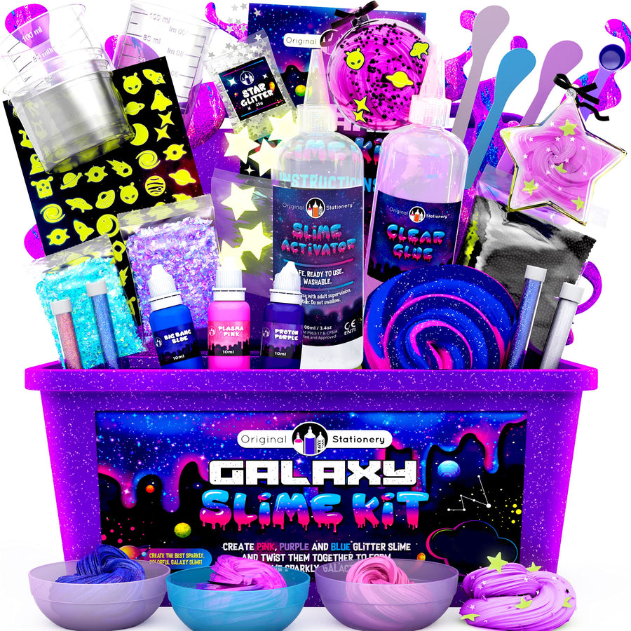 Original Stationery Galaxy Slime Making Kit with Glow in The Dark Stars to Make Glitter Galactic Slime! Slime Kits for Girls and Boys