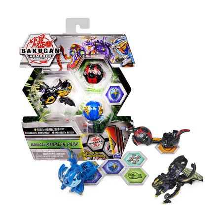 Bakugan Starter Pack 3-Pack, Fused Trox x Nobilious Ultra, Armored Alliance Collectible Action Figures