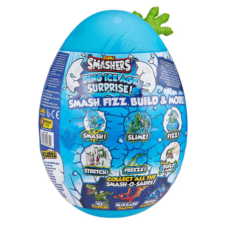 Smashers Dino Ice Age Surprise Egg (with Over 25 Surprises!) by ZURU - Raptor, Blue