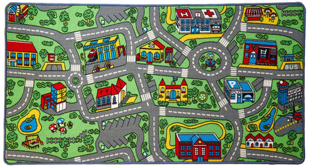 Click N’ Play City Life Kids Road Traffic Play mat Rug Large Non-Slip Carpet Fun Educational for Play area Playroom Bedroom-59” x 31 1/2”