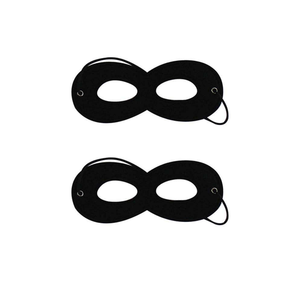 2pcs Black Superhero Felt Eye Masks Halloween Dress Up Masks Cosplay Half Masks with Elastic Rope