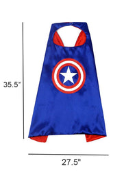 Captain America 12" Shield + Blue Cape Cosplay Set, Cartoon Superhero Dress up Costumes Suit, Plastic Shield + Satin Cape, for Kids Boy Role Play Toy
