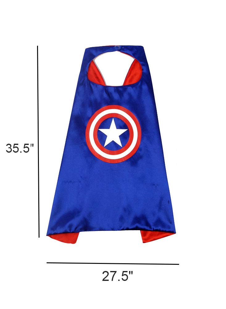 Captain America 12" Shield + Blue Cape Cosplay Set, Cartoon Superhero Dress up Costumes Suit, Plastic Shield + Satin Cape, for Kids Boy Role Play Toy
