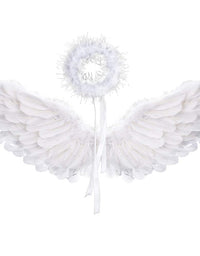 Angel Wings and Halo Adult White Angel Wings for Kids for Adult Children Feather Angel Wing for Women
