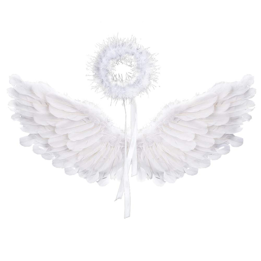 Angel Wings and Halo Adult White Angel Wings for Kids for Adult Children Feather Angel Wing for Women