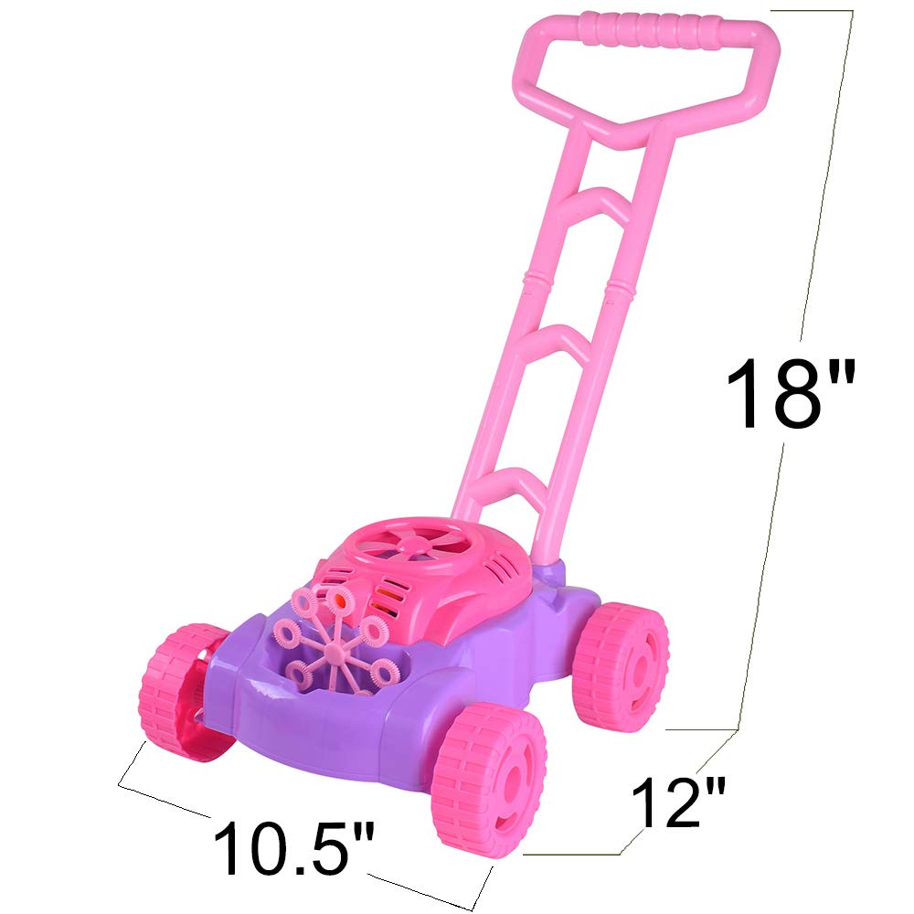 ArtCreativity Pink and Purple Bubble Lawn Mower for Toddlers | Electronic Bubble Blower Machine | Fun Bubbles Blowing Push Toys for Kids | Bubble Solution Included | Christmas Birthday Gift for Girls