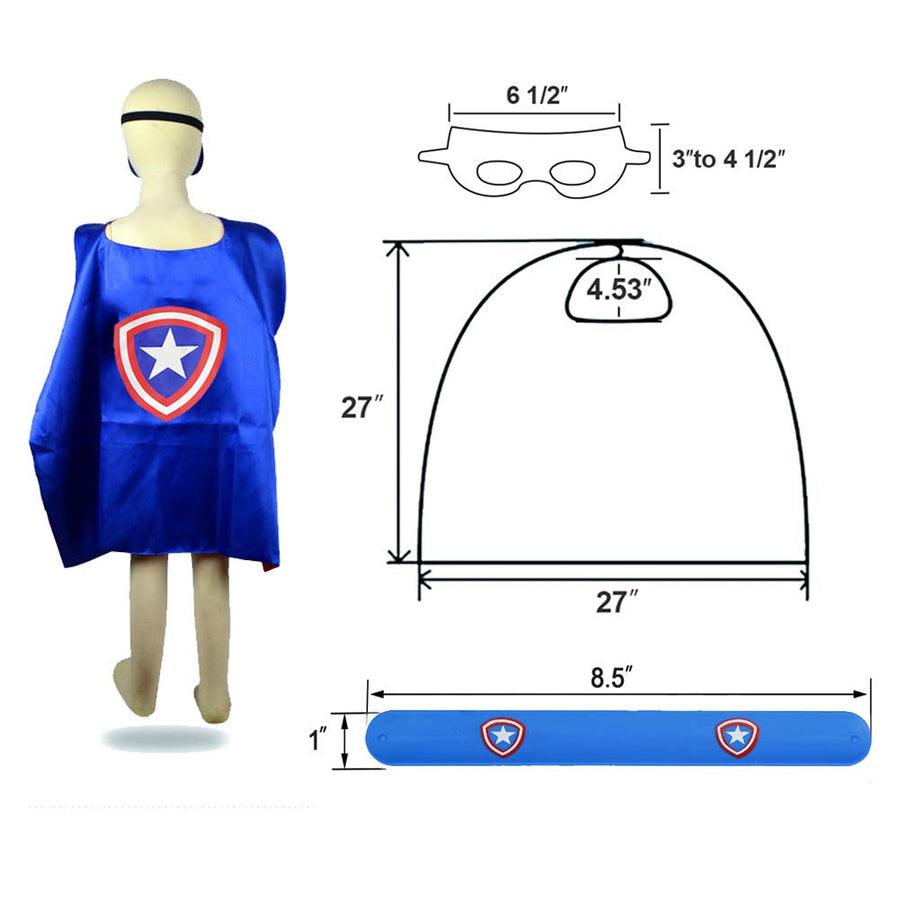 Kids Dress Up 8PCS Superhero Capes Set and Slap Bracelets for Boys Costumes Birthday Party Gifts