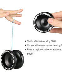 MAGICYOYO Professional Responsive Yoyo V3, Aluminum Yo Yo for Kids Beginner, Replacement Unresponsive Ball Bearing for Advanced Yoyo Players + Removal Bearing Tool + Bag + 5 Yoyo Strings

