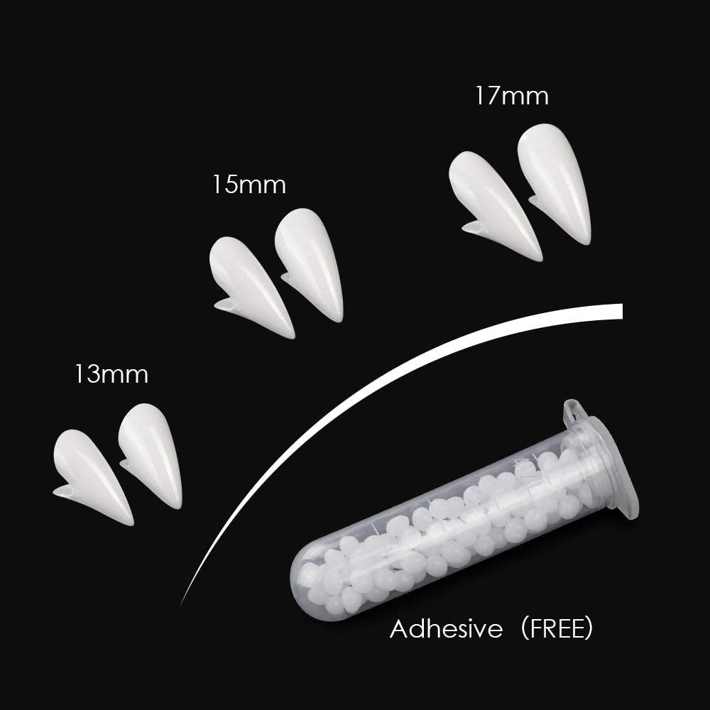 VOVEA Halloween Vampire Teeth Fangs with Adhesive, Halloween Party Costume Cosplay Props White Horror Fake Teeth Party Favors Dress Up Accessories, 3 Pairs 3 Sizes