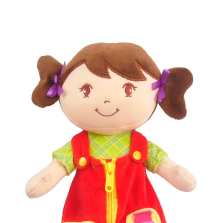 Linzy Plush 16" Educational Plush Doll, Adorable Plush Doll Comes with clad ,a Removable Outfit Packed with Closures-Perfect for Testing a Little One's Growing Problem Solving and Motor Skills