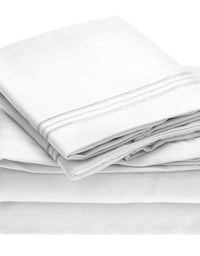 Mellanni Queen Sheet Set - Hotel Luxury 1800 Bedding Sheets & Pillowcases - Extra Soft Cooling Bed Sheets - Deep Pocket up to 16 inch Mattress - Wrinkle, Fade, Stain Resistant - 4 Piece (Queen, White)
