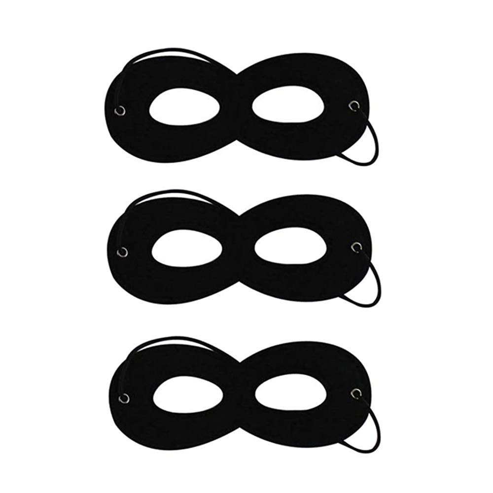 3 Pcs Superhero Felt Eye Mask, Black Super Hero Mask, Half Mask, Halloween Dress Up Masks with Adjustable Elastic Rope- Great Party Cosplay Accessories
