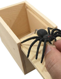 PARNIXS Rubber Spider Prank Box，Handcrafted Wooden Surprise Box Prank, Spider Money Surprise Box Fun Practical Surprise Joke Boxes

