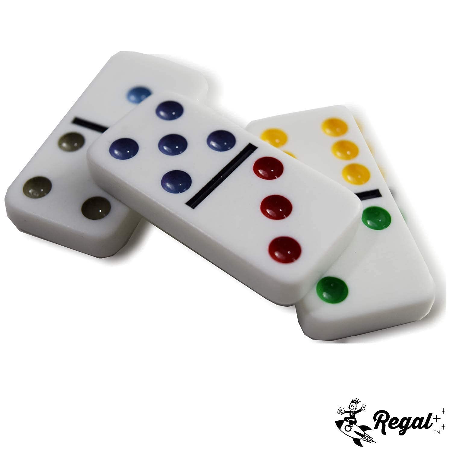 Regal Games - Double 6 Dominoes Set with Colored Dots, 28 Tiles and Collector's Tin