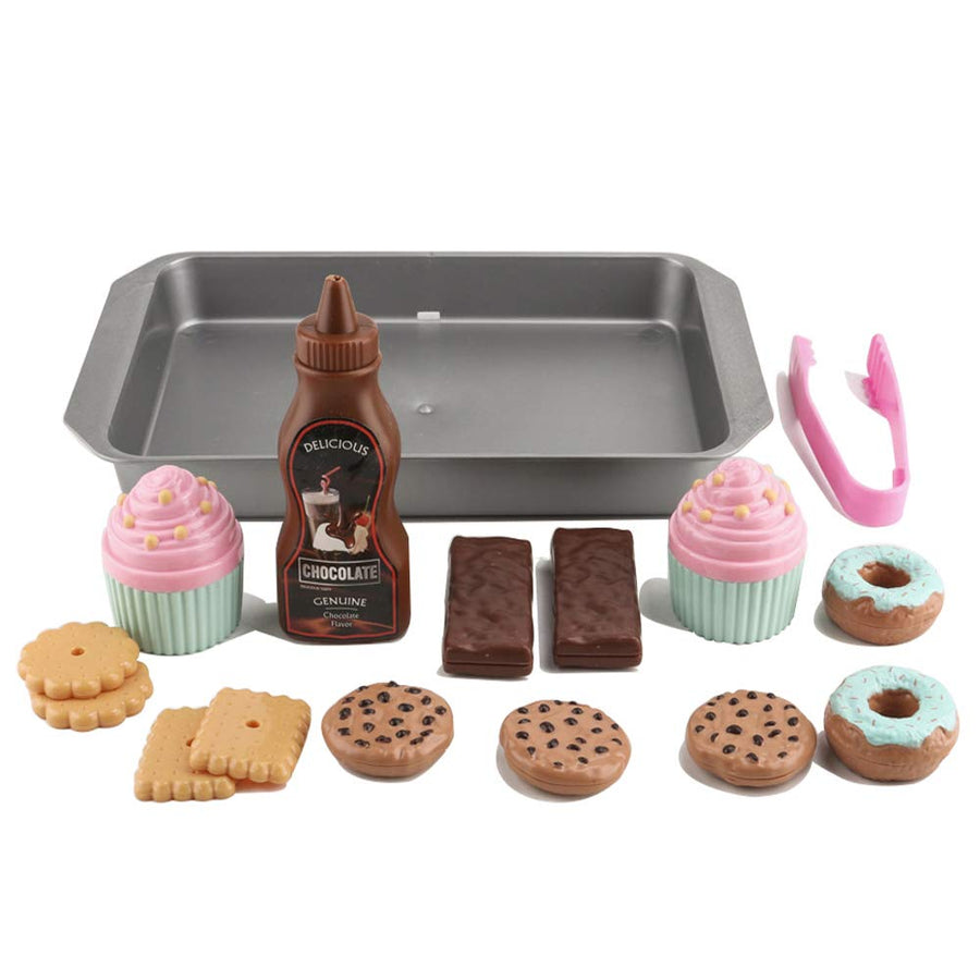 ELitao Cookie Play Food Set, Play Food for Kids Kitchen - Toy Food Accessories - Toy Foods with Play Baking Cookies and Cupcakes Plastic Food for Pretend Play, Kids Toddler Childrens Birthday Gifts