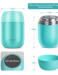 DaCool Insulated Lunch Container Hot Food Jar 16 oz Stainless Steel Vacuum Bento Lunch Box for Kids Adult with Spoon Leak Proof Hot Cold Food for School Office Picnic Travel Outdoors - Cyan Blue
