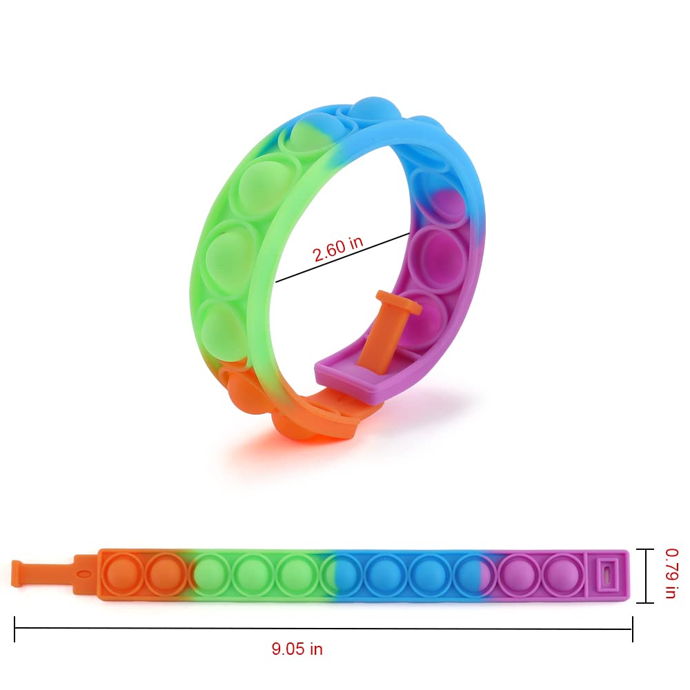 16PCS Pop Fidget Toy Fidget Bracelet, Durable and Adjustable, Multicolor Stress Relief Finger Press Bracelet Wristband for Kids and Adults ADHD ADD Autism Anxiety