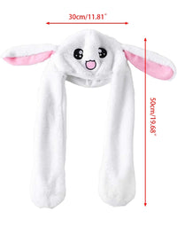 IronBuddy Rabbit Hat Ear Moving Jumping Hat Funny Bunny Plush Hat Cap for Women Girls, Cosplay Christmas Party Holiday Hat (White)
