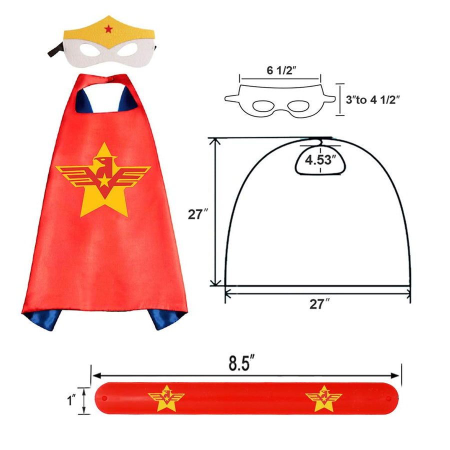 Kids Dress Up 4PCS Superhero Capes Set and Slap Bracelets forGirls Costumes Birthday Party Gifts