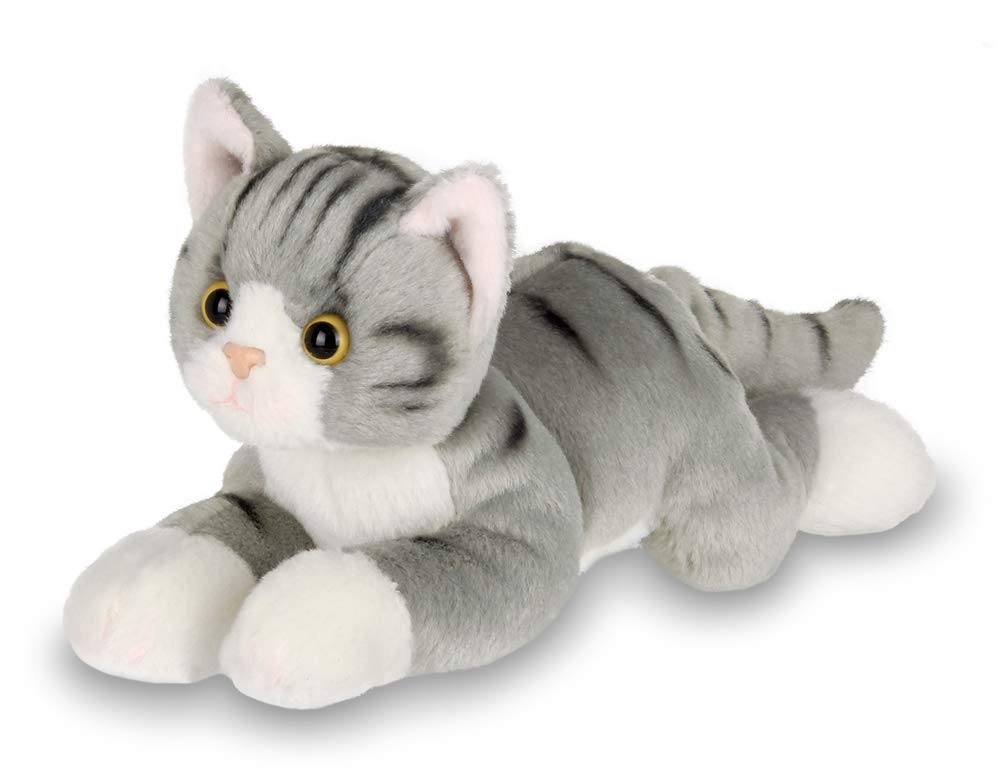 Bearington Lil' Socks Small Plush Stuffed Animal Gray Striped Tabby Cat, Kitten 8 inch