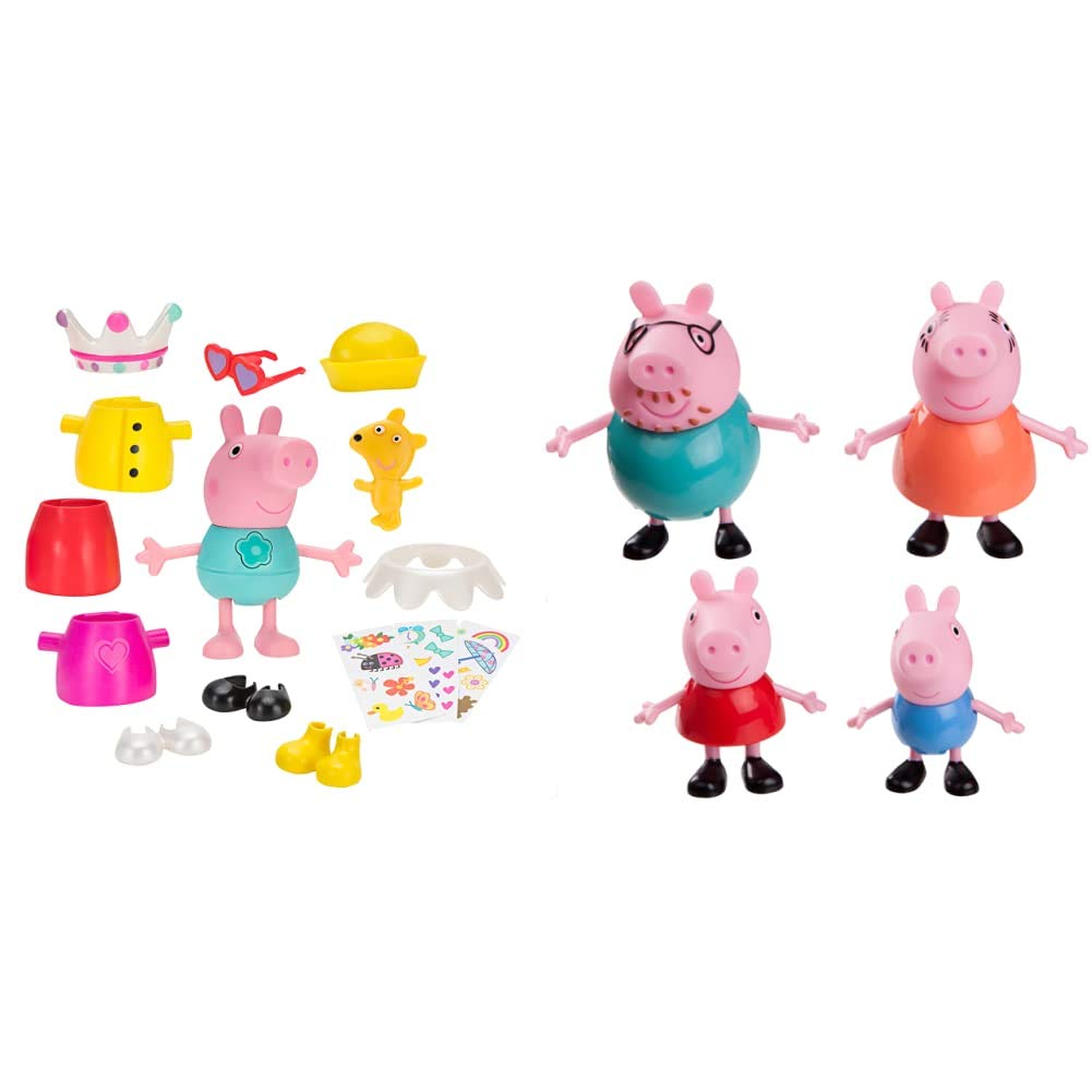 Peppa Pig Dress & Talk Figure Set, 12 Pieces - Includes Large Talking Peppa Figure with 4 Outfits & Accessories - Toy Gift for Kids - Ages 3+