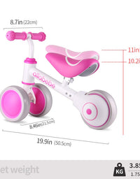 allobebe Baby Balance Bike, Cute Toddler Bikes 12-36 Months Gifts for 1 Year Old Girl Bike to Train Baby from Standing to Running with Adjustable Seat Silent & Soft 3 Wheels

