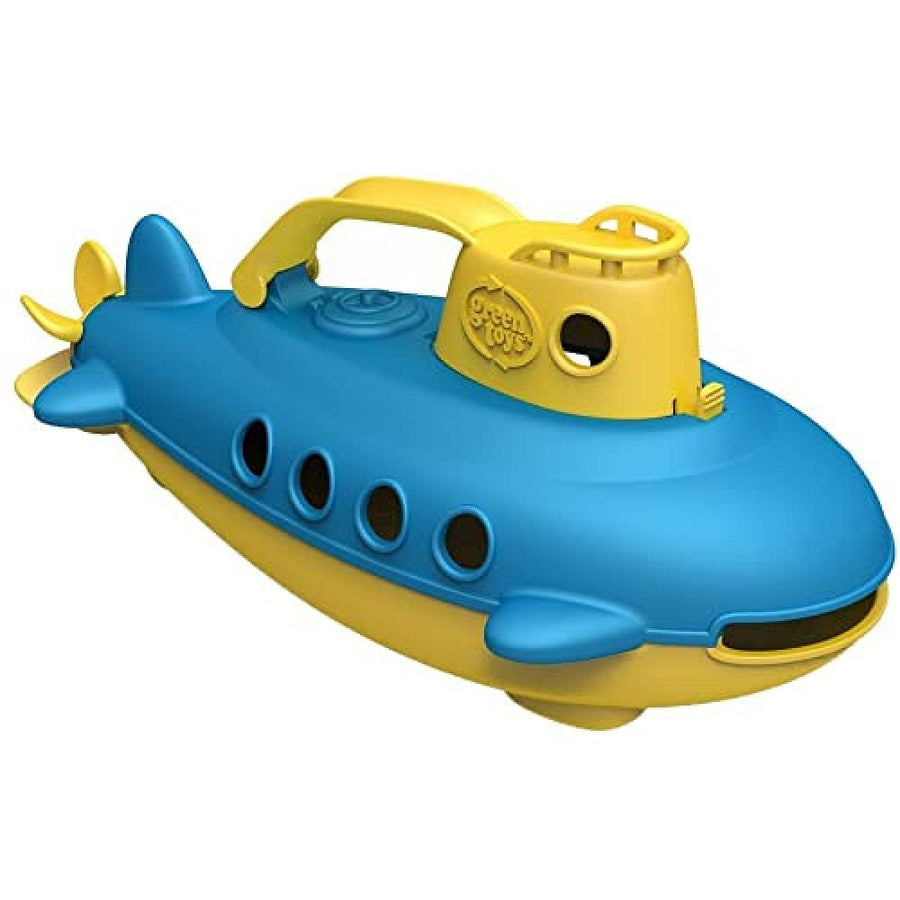 Green Toys Submarine in Yellow & blue - BPA Free, Phthalate Free, Bath Toy with Spinning Rear Propeller. Safe Toys for Toddlers, Babies