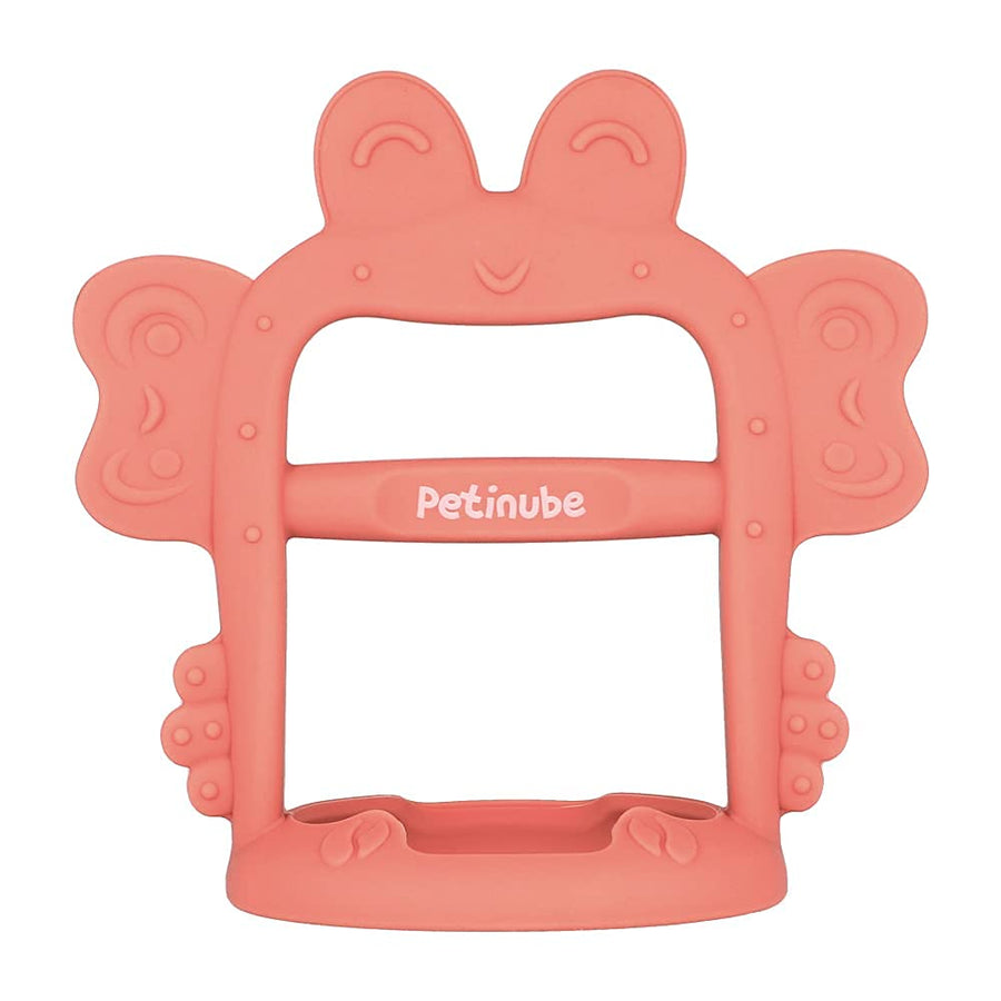 PETINUBE Anti-Dropping Silicone Baby Wrist Teether Soothing Pacifier for Infants 3+ Months Babies, Pack of 1, Made in Korea (Crab, Baby Coral)