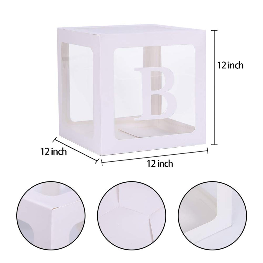 BabyShower Box Set of 4 Clear Baby Block Boxes with Baby Letters Party Decoration - Transparent Ballon Boxes Backdrop - Baby Shower & Birthday Party