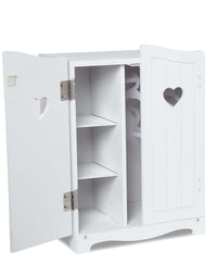 Melissa & Doug Mine to Love Wooden Play Armoire Closet for Dolls, Stuffed Animals - White (17.3”H x 12.4”W x 8.5”D Assembled)
