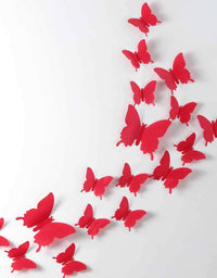 24pcs 3D Butterfly Removable Mural Stickers Wall Stickers Decal for Home and Room Decoration (Pink)
