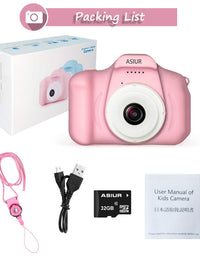 ASIUR Digital Camera for Kids, 1080P FHD Kid Digital Video Camera Children Camera with 32GB SD Card for 3-10 Years Girls
