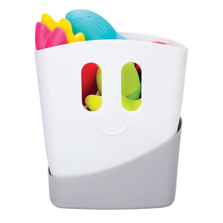 Ubbi Freestanding Bath Toy Organizer Bath Caddy with Removable Drying Rack Bin and Scoop for Toddlers + Baby, Grey, 7.25x9.38x10.5 Inch (Pack of 1)