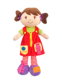 Linzy Plush 16" Educational Plush Doll, Adorable Plush Doll Comes with clad ,a Removable Outfit Packed with Closures-Perfect for Testing a Little One's Growing Problem Solving and Motor Skills
