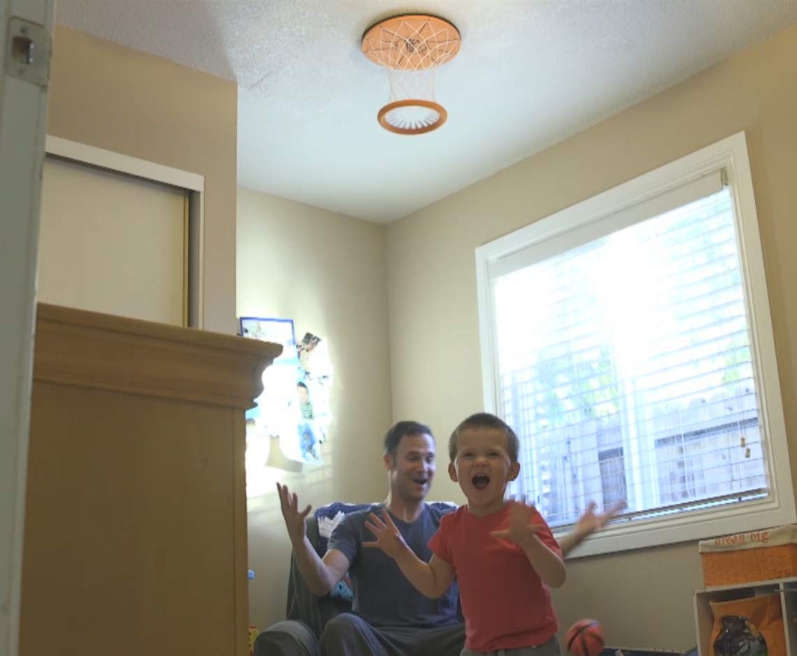 Ceiling Swish: Indoor Mini Basketball Hoop for Kids Toy Game - Includes Basketball Net Backboard and Mini Basketball