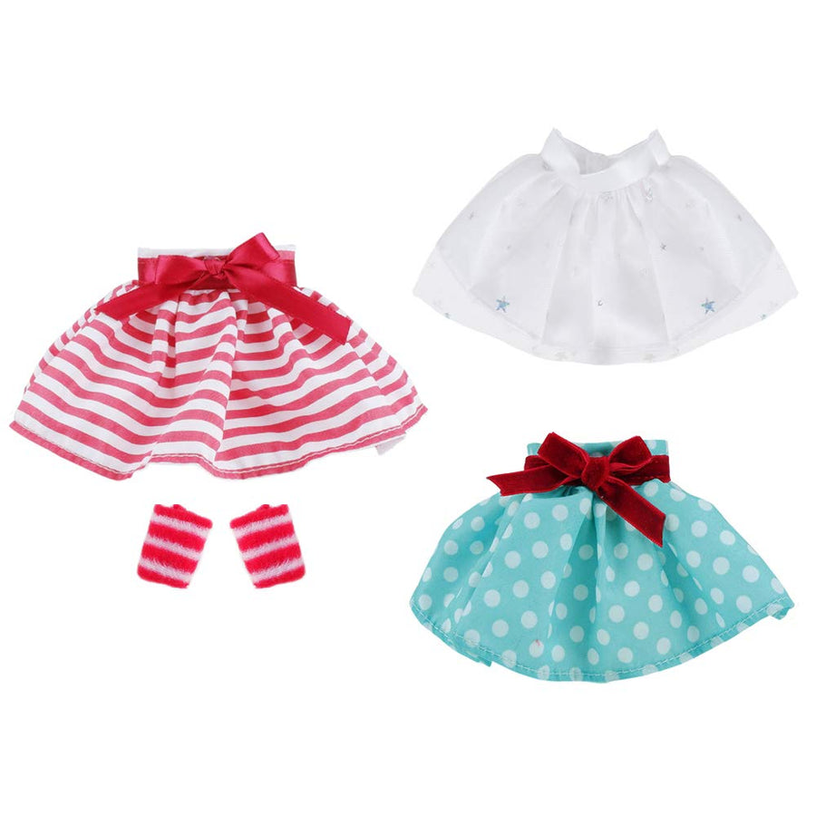 E-TING 3 Pcs Santa Couture Clothing Dress for elf (White Skirt + Green Polka Dot Skirt + Red-White Striped Skirt)