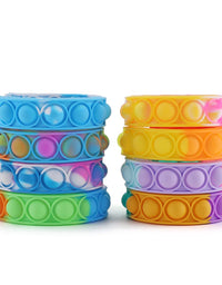 16PCS Pop Fidget Toy Fidget Bracelet, Durable and Adjustable, Multicolor Stress Relief Finger Press Bracelet Wristband for Kids and Adults ADHD ADD Autism Anxiety
