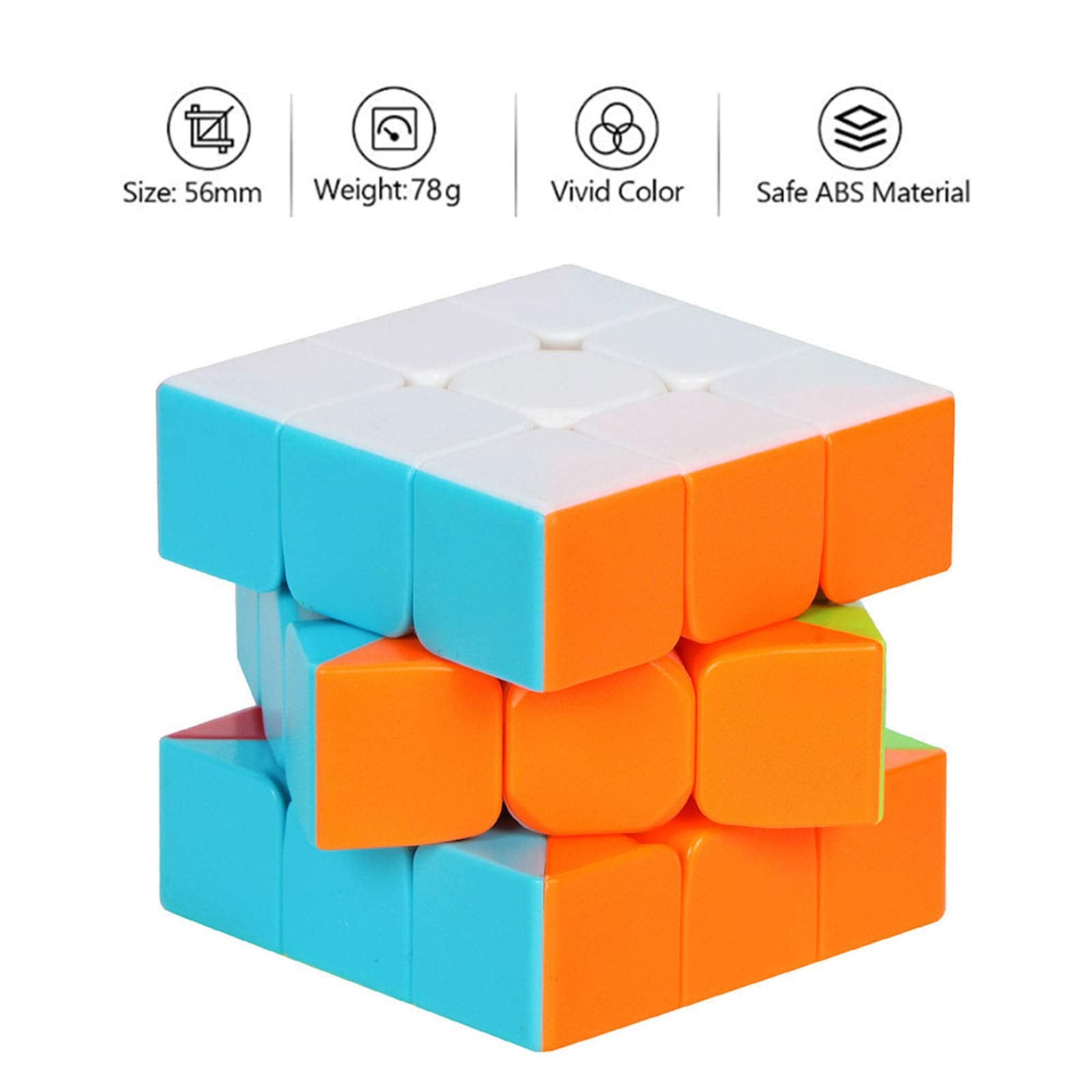 Speed Cube 3x3x3 Jurnwey Stickerless with Cube Tutorial - Turning Speedly Smoothly Magic Cubes 3x3 Puzzle Game Brain Toy for Kids and Adult