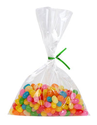 200 Clear Treat Bags 6x9 with 4" Twist Ties 6 Mix Colors - Thick OPP Plastic Bags for Wedding Cookie Birthday Cake Pops Gift Candy Buffet Supplies
