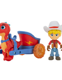 Dino Ranch Jon and Blitz Chariot Vehicle - Features Pull Back 5” Dino Blitz Chariot & 3” Dino Rancher Jon - Three Styles to Collect - Toys for Kids Featuring Your Favorite Pre-Westoric Ranchers
