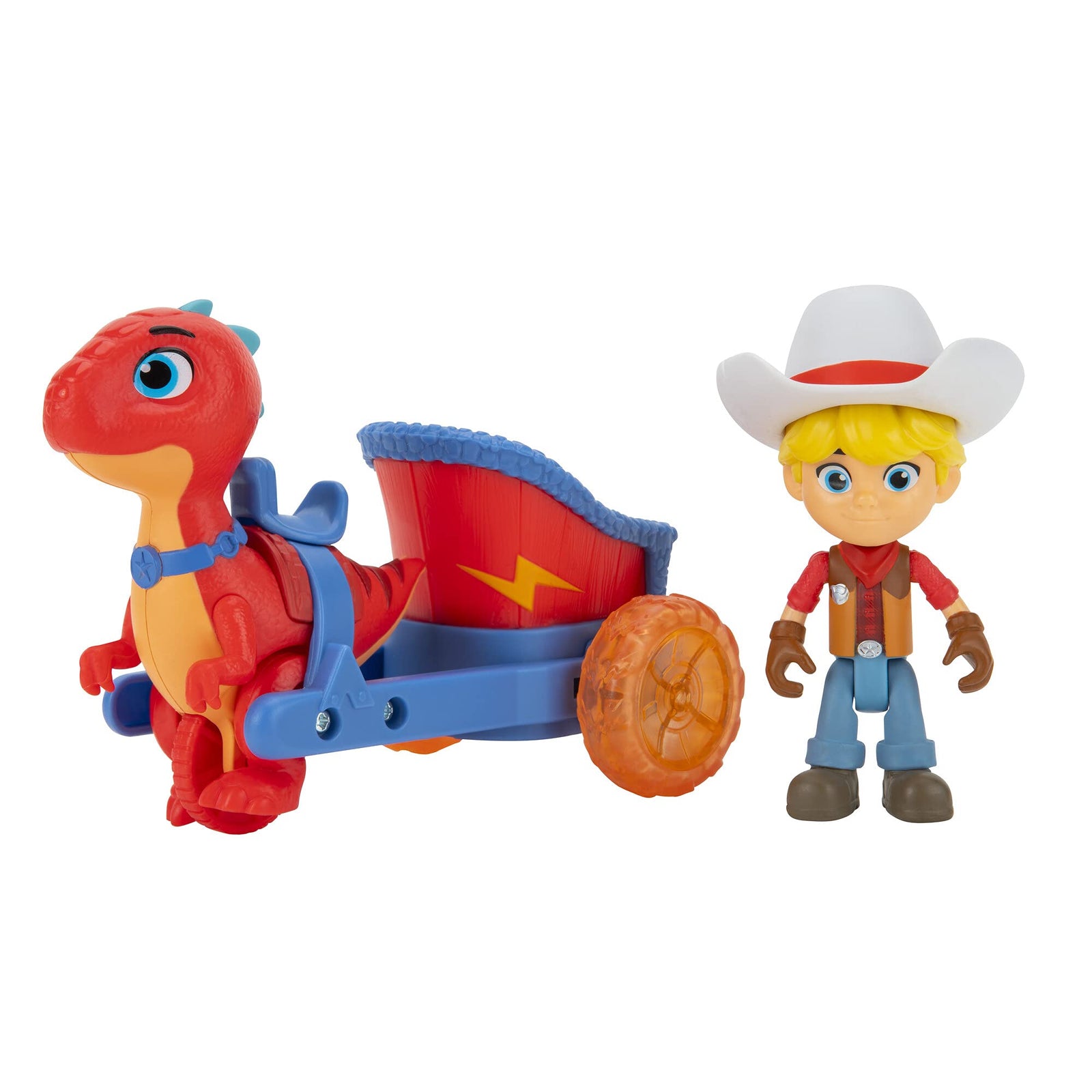 Dino Ranch Jon and Blitz Chariot Vehicle - Features Pull Back 5” Dino Blitz Chariot & 3” Dino Rancher Jon - Three Styles to Collect - Toys for Kids Featuring Your Favorite Pre-Westoric Ranchers