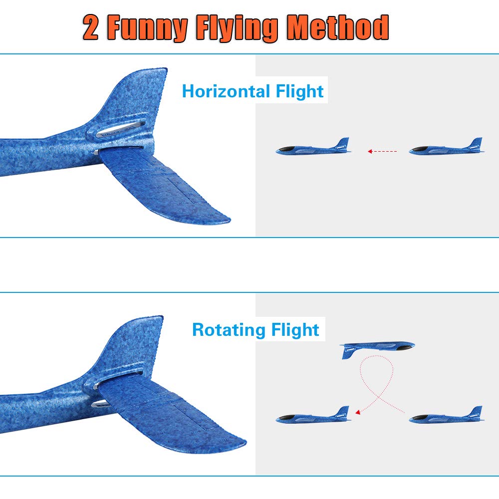BooTaa 4 Pack Airplane Toys, 17.5" Large Throwing Foam Plane, 2 Flight Mode, Foam Gliders, Flying Toys, Birthday Gifts for Boys Girls Kids 3 4 5 6 7 8 9 10 11 12 Year Old Boys,Outdoor Sport Game Toys