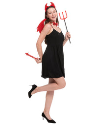 Spooktacular Creations 5 Pieces Halloween Devil Costume Set with Red Devil Wings, Devil Pitchfork, Bow Tie, Sequin Devil Horn Headband, and Devil Tail Demon Costume Accessories for Cosplay Party
