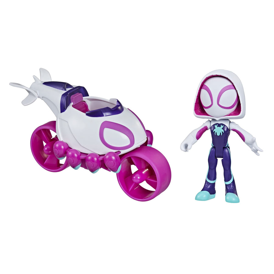 Marvel Spidey and His Amazing Friends Ghost-Spider Action Figure and Copter-Cycle Vehicle, for Kids Ages 3 and Up , Black