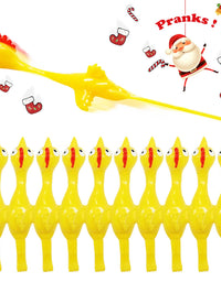 Namii W Slingshot Chicken Rubber Chicken Flick Chicken Flying Chicken Flingers Stress Gag Toys, Rubber Chicken Slingshot Funny Christmas Stuffers Easter Chicks Novelty Gifts for Kids (Yellow 10 Pcs)
