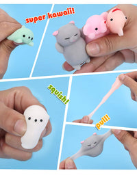 Squishies Squishy Toy 24pcs Party Favors for Kids Mochi Squishy Toy moji Kids Party Favors Mini Kawaii squishies Mochi Stress Reliever Anxiety Toys Easter Basket Stuffers fillers with Storage Box
