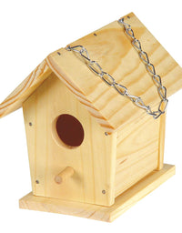 Toysmith Beetle & Bee Build A Bird Bungalow - DIY Kid Art Craft Outdoor Birdhouse Kit, 6" x 4" x 6", Hardware & glue included- 4 Paints, 1 Brush, 7 Wooden Pcs, Chain for Tree Hanging, Age 5+
